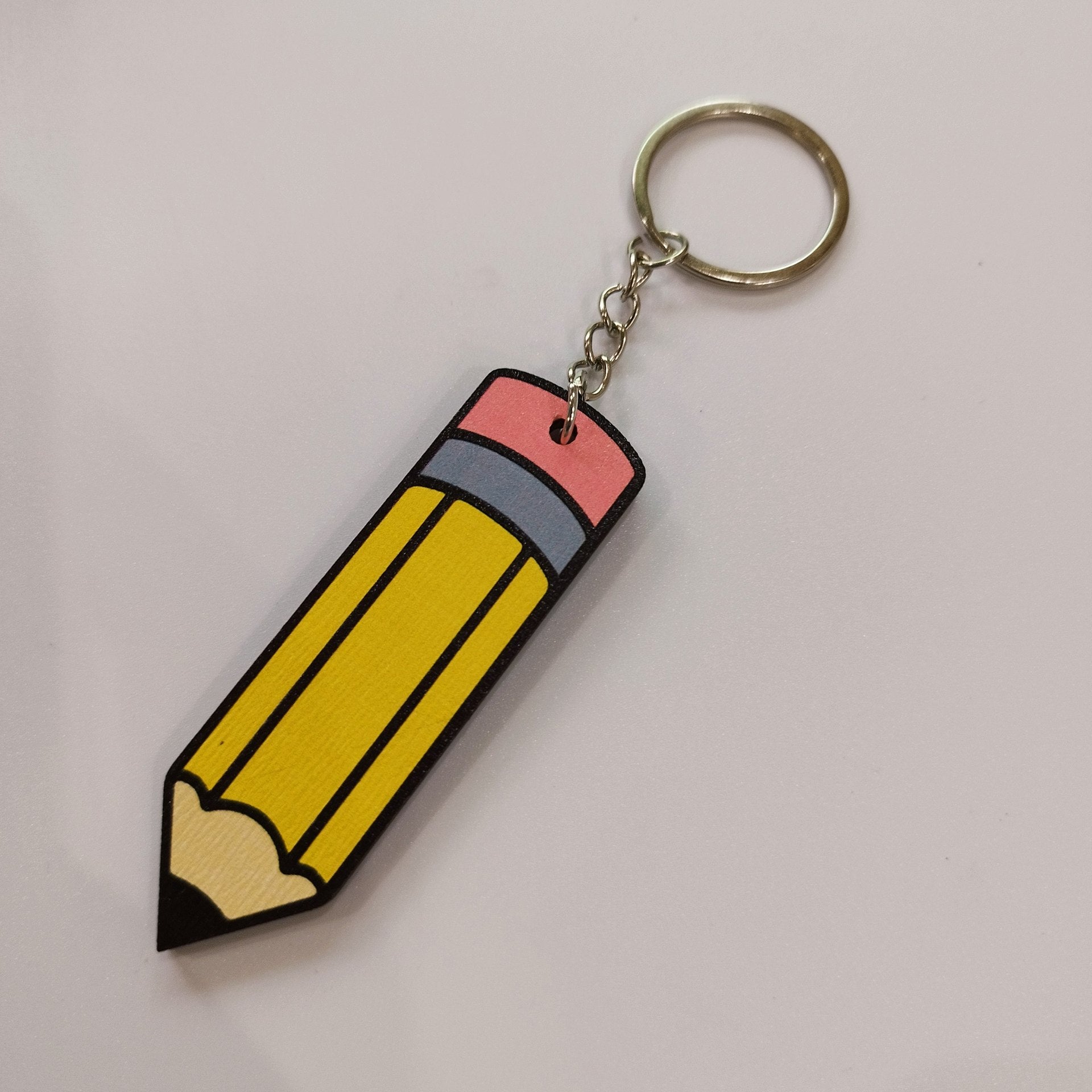 Wholesale Wood Chip Rainbow Pencil Keychain